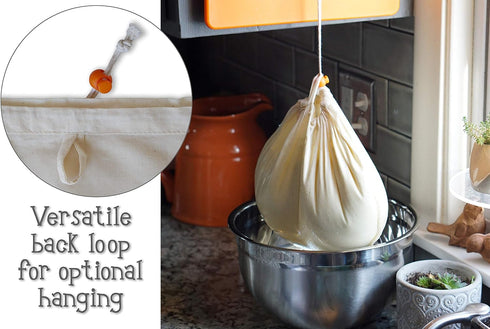 Greek Yogurt Strainer Pouch - Organic Cotton (16"X9") / Reusable Cheesecloth Alternative