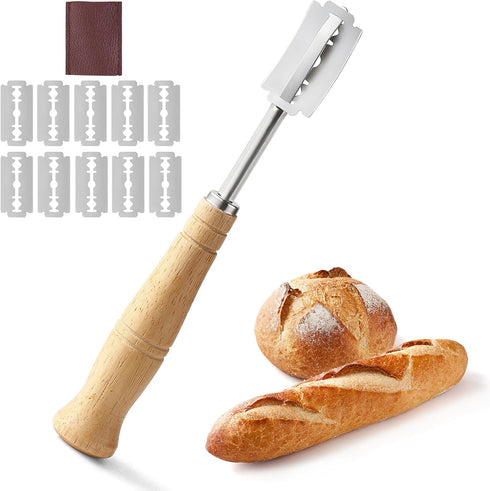 Stainless Steel Bread Lame Dough Scoring Tool, Premium Sourdough Scoring Tool with 10 Razor Blades