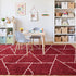 5x7 Area Rugs for Living Room Bedroom, Washable Non-Slip Feet Red White Throw Rug, Soft Plush Shaggy Fluffy Geometric