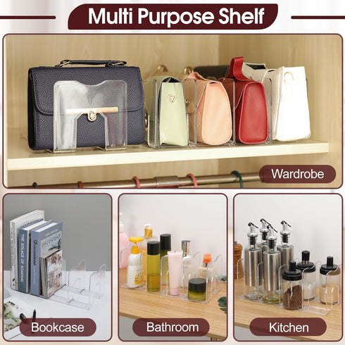 4 Closet 13 6 5 Inches (4pcs frtzal Purse Handbag Organizer Sections Bag Shelf Divider Purse Display Stand Handbag
