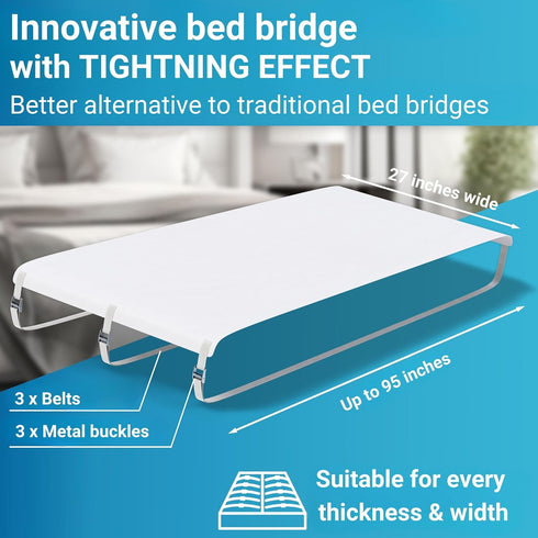 Twin to King Bed Converter, Innovative Bed Bridge Solution for Couples & Families, Installed in < 5 Min
