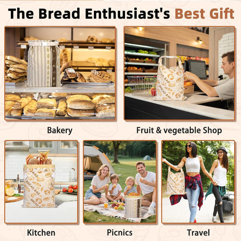 2 Pack Beeswax Bread Bags - Large Reusable Cotton Linen Food Storage Covers for Sourdough & Homemade Bread, Waxed Bags