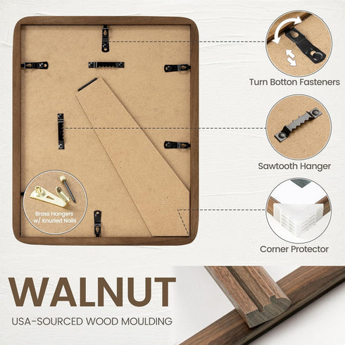 5x7 5 7 4x6 Picture Frame, USA-Sourced Natural Walnut Wood Photo Frame with Tempered Glass, Handcrafted Rounded Corner