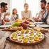 24 Countertop Hiceeden Acacia Wood Deviled Egg Platter with Handles for Easter, Holes Round Deviled Egg Tray Container
