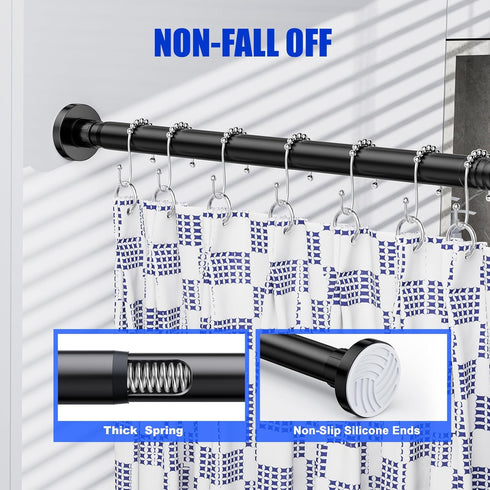Ausemku Shower Curtain Rod 32 to 50 Inch - 1 Inch Diameter Never Rust Non-Slip Spring Tension Curtain Rod No Drilling Stainless Steel Telescoping Rod by Ausemku