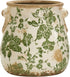 Nearly Natural 6.5in Ceramic Decorative Vase, Tuscan Style Green Floral Scroll Design