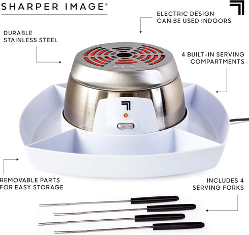 SHARPER IMAGE Electric Tabletop S'mores Maker, 6-Piece Set with 4 Skewers & 4 Serving Compartments