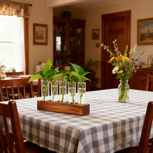 10 Renmxj Plant Propagation Station, Plant Terrarium with Wooden Stand for Hydroponics Plants Office Decor Unique