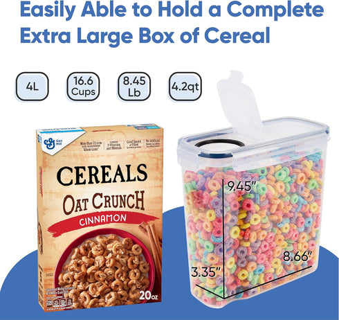 Set (4L,135.2 Oz), Set (4) Cereal Containers Storage Large Airtight Food Storage Containers for Kitchen & Pantry