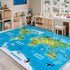 5x7ft Kids Playroom Rug, World Map Play Mat with Cute Animals, Washable Durable Soft Carpet Kid Educational Rugs