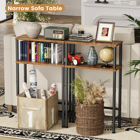 15.7" 2-Tier Asgolion Narrow Console Table, Small Entryway Table, Sofa Table with Storage, Skinny Console Tables