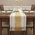14 90 Inches, Boho Table Runner with Tassels x Yellow & Cream | Woven Washable Console Table / Dresser Runner