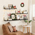 Heimlove 16W 8D Set 2, Black Deep Floating Shelves for Wall, x Wood Wall Shelves of Wide Floating Bookshelf for Living