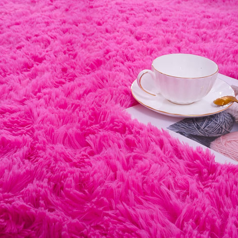 ISEAU Fluffy Rug Carpets, Soft Shaggy Area Rugs for Kids Room, Comfy Cute Nursery Mat, 3ft x 5ft, Hot Pink