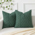 18x18, Set 2, Kevin Textile Dark Green and Beige Farmhouse Striped Patchwork Linen Decorative Throw Pillows Covers