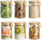 HeipokLife 6 Pack 16oz Glass Jars with Bamboo Lids and Spoon,Overnight Oats Container,Round