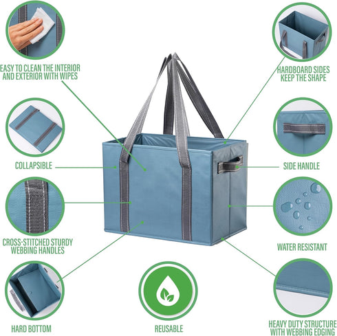 VENO 2 Pack 8 Gallon Reusable Grocery Bags, Extra Large Shopping Bags for groceries, Utility Tote with Handles and Hard