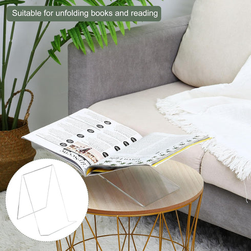 YOKIVE 6 Pcs Clear Acrylic Book Stand for Easy Reading and Displaying Newspaper, Books, Pictures (4.5x5.1-Inch)