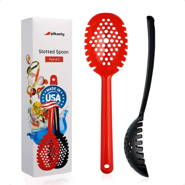 Slotted Serving Spoons - Set of 2, Heat-Resistant, Ideal for Draining and Serving Vegetables, Pasta, Dishwasher Safe,