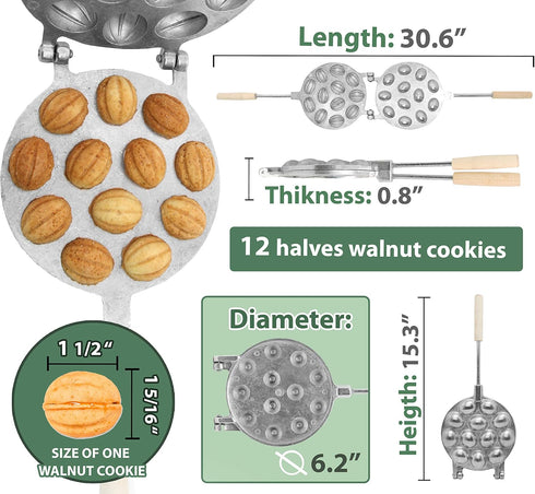 12 Walnut Cookie Mold Maker - Oreshki Mold Maker - Walnut Cookie Molds - Russian - Oreshki Maker