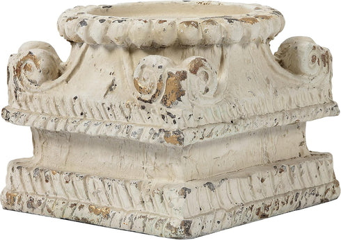 SOFE Column Pedestal Stand for Decoration Display, Distressed White Small Plant Stand, Large Candle Stand, Column Side