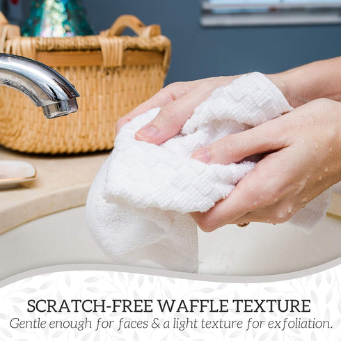 12x12 inches 6 Pack, GREEN LIFESTYLE Checker Washcloths Soft, Durable, Highly Absorbent and Luxurious (Beige)