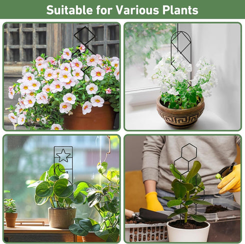14.6in Set 4p Trellis for Potted Plants, Plant Trellis Indoor, Small Houseplant Trellis for Climbing Plants with Ties