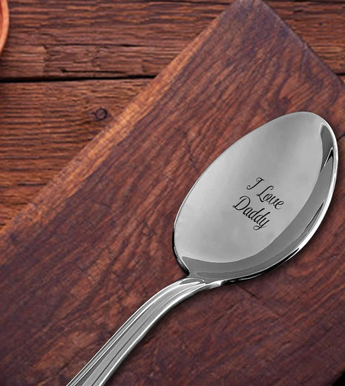 I Love Daddy Xpresso Engraved Stainless Spoon, Birthday/Christmas Gift for Papa from Daughter/Son, Coffee/Tea Lover