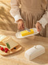 7.8 Inch Sweese Butter Dish with Lid, Porcelain Butter Keeper, Butter Holder with Handle Cover, Butter Container
