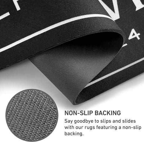 KOZYFLY Laundry Room Rug Runner 20"x31", Non Slip Washable Kitchen Mat, Waterproof Mudroom Carpet in Black