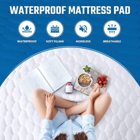 Utopia Bedding Quilted Fitted Waterproof King Mattress Protector, Mattress Pad Stretches up to 16 Inches Deep, Elastic