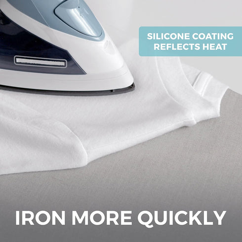 HOME GENIE Ironing Board Cover, Silicone Coating, Full Size Scorch Resistant Padding, Heavy Duty Silver Covers