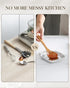 MALACASA Large Spoon Rest, Marble Grey Porcelain Holder for Kitchen Counter, Utensils Rests for Spatula, Ladle, Tongs