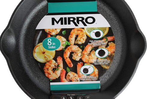 Mirro 8" Pre-Seasoned Cast Iron Skillet, Safe for Indoor & Outdoor Grill Cooking