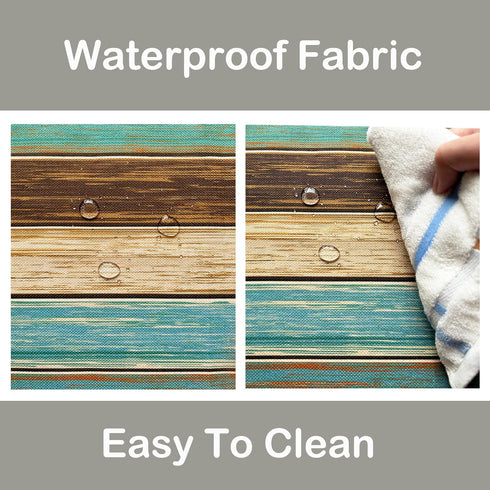 72 Inches 13x72 Inches Farmhouse Table Runner, Long, Blue Brown Teal Green, Grateful Thankful Wood Rustic Retro
