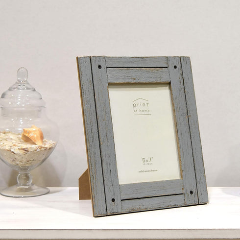 Prinz Homestead Rustic Wood Picture Frame, 5-Inch by 7-Inch, Distressed Finish, Tabletop or Wall Mount