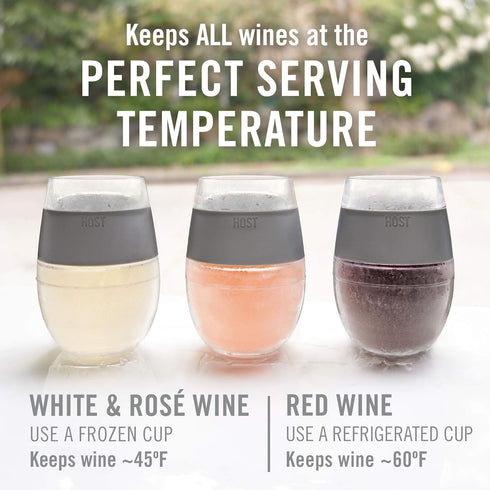 Host Wine Freeze Cooling Cups - Grey, Set of 2