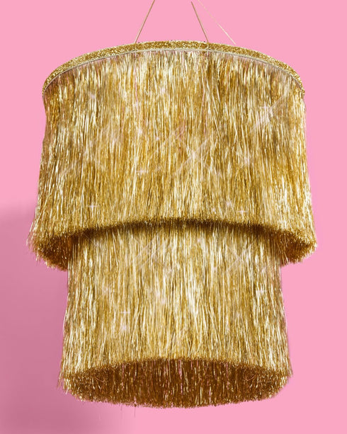 16" xo, Fetti Gold Fringe Tinsel Chandelier | | Bachelorette Party Decorations, Birthday Photo Booth Supplies, New