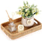 Hipiwe Rattan Serving Tray Hand Woven Tray with Handles Rattan Rectangular Basket Trays