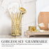 Set 7-Piece White Silicone and Gold Cooking Utensils with Gold Utensil Holder - Silicone Cooking Tools - Ideal
