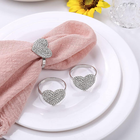 LogHog Valentine's Day Napkin Rings Set of 6 - Handmade Heart-Shaped Napkin Rings for Wedding, Valentine's, Birthday