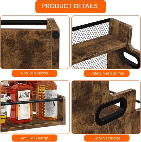 3 Countertop Homode Liquor Bottle Display Shelf, Step Coffee Syrup Rack Organizer, Liquor Wine Rack, Mini bar, Liquor