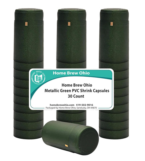 30 Metallic Green PVC Shrink Capsules, Set of 1