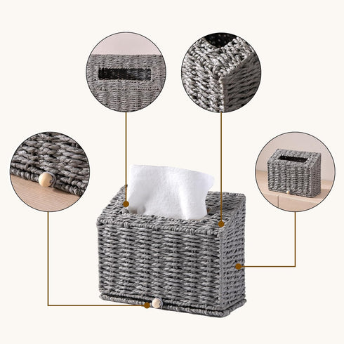 Unjumbly Hand Towel Box Cover, Designed for Kleenex Disposable Hand Towels, Paper Rope Tissue Box for Bathroom, Powder