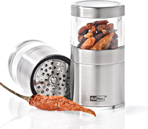 AdHoc Voyage Spice Mill - Stainless Steel Spice & Herbs Gadget - Easy Clean Herb & Spice Mill - Unique & Refillable