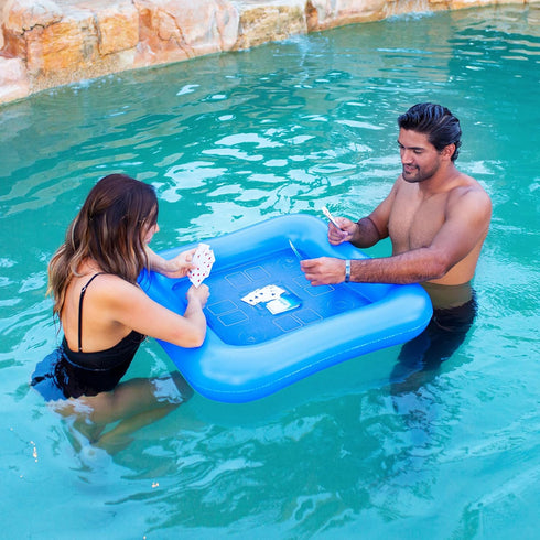 28 Set Poolcandy Floating Game Table with Waterproof Playing Cards Inflatable Pool Card Table, Puncture-Resistant