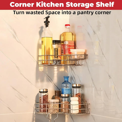 2-Pack SUS304 Corner Shower Shelves - Adhesive Shower Organizer for Shampoo & Soap Storage, Space-Saving Bathroom Caddy