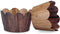 Woodgrain Cupcake Wrappers for Rustic Weddings, Set of 24 Reversible Woodsy Cup Cake Holder Wraps, Brown