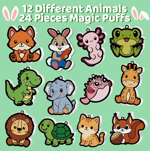 24PCS 3D Easter Basket Stuffer Party Favors, Magic Puffs, Puffs, DIY Art Crafts Kits Paint for Kids, Foam Texture