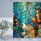 LIVILAN Mermaid Shower Curtain Set - Jellyfish Fabric Bathroom Curtains with Hooks, Washable 72x72 Inches